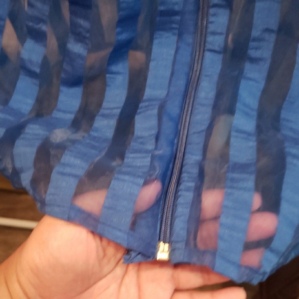 Vintage Blue Sheer Striped Blouse - Picture 7 of 9